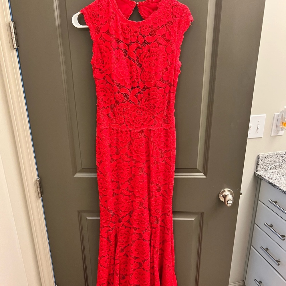 Betsy Adam Red Long Dress
